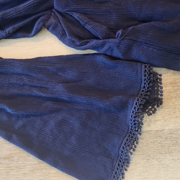 Navy Blue Off-Shoulder Romper - Picture 3 of 5